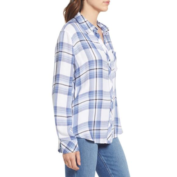 RAILS Hunter Plaid Button-up Shirt In White Robin Navy Small NWOT - Picture 3 of 14